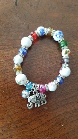 Multicolor Elephant Charm Bracelet
