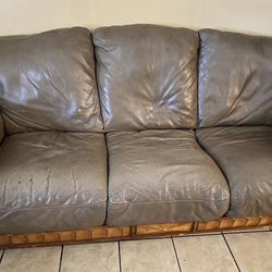 Leather Couch Set And Three Tables 