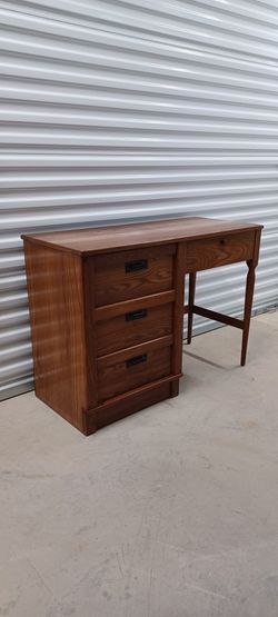 Vintage Wood Writing Desk with Drawers