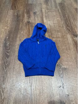 Blue Polo Ralph Lauren cable knit zip up hoodie kids size 2T
