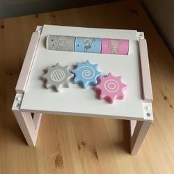 American Girl Bitty Baby Activity Table Puzzle Learning Center Pink White Gray