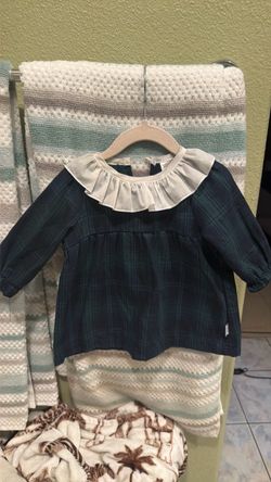 Girls Plaid Ruffle Collar Baby Dress