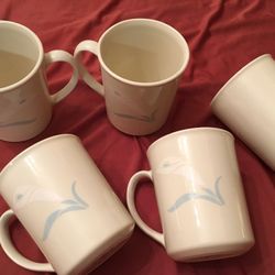 Set Of 5 Corning White Calla Lily 8 oz Coffee Tea Mug