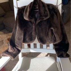 Faux Fir Bolero Brown