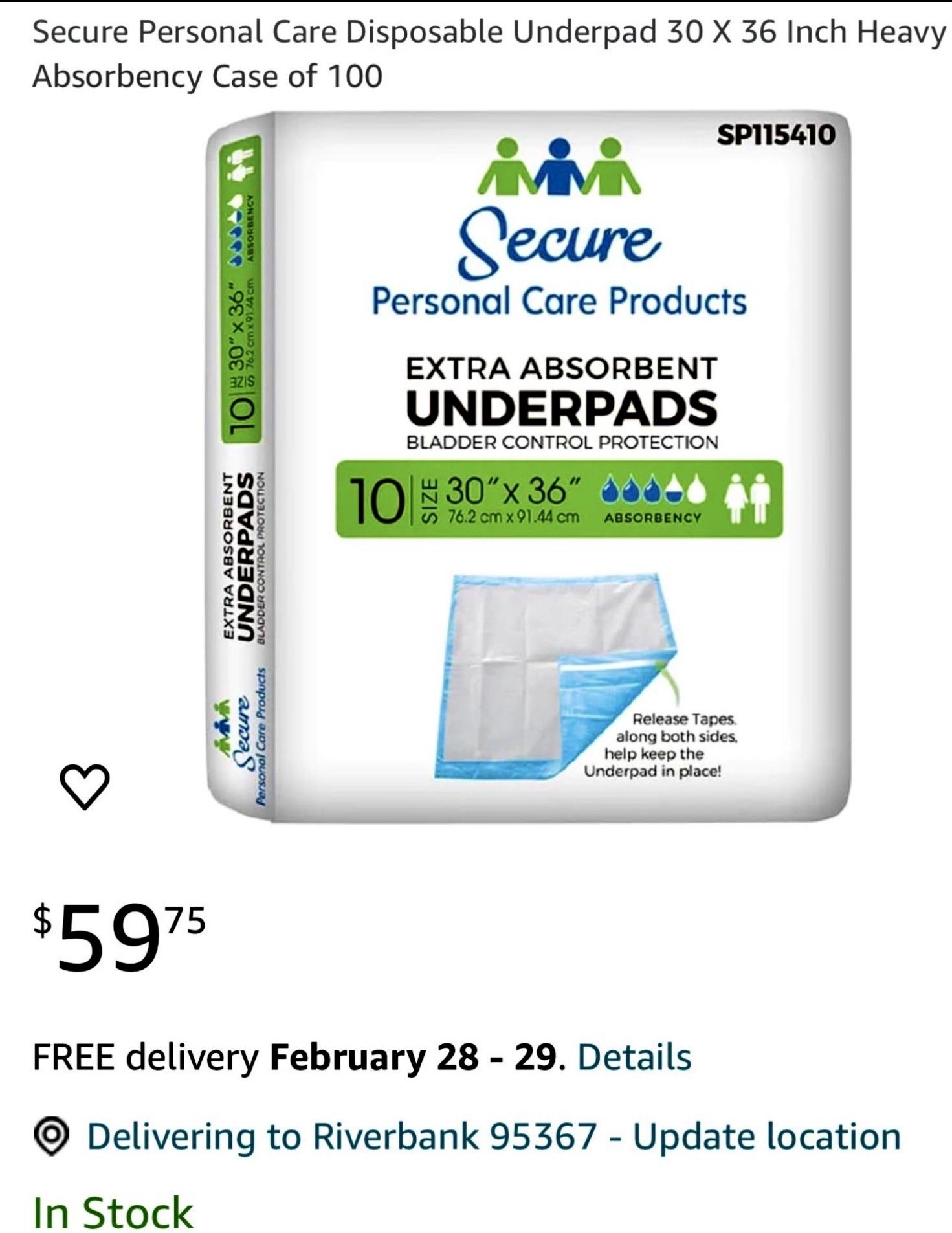 Secure Underpads ~ 100 Count