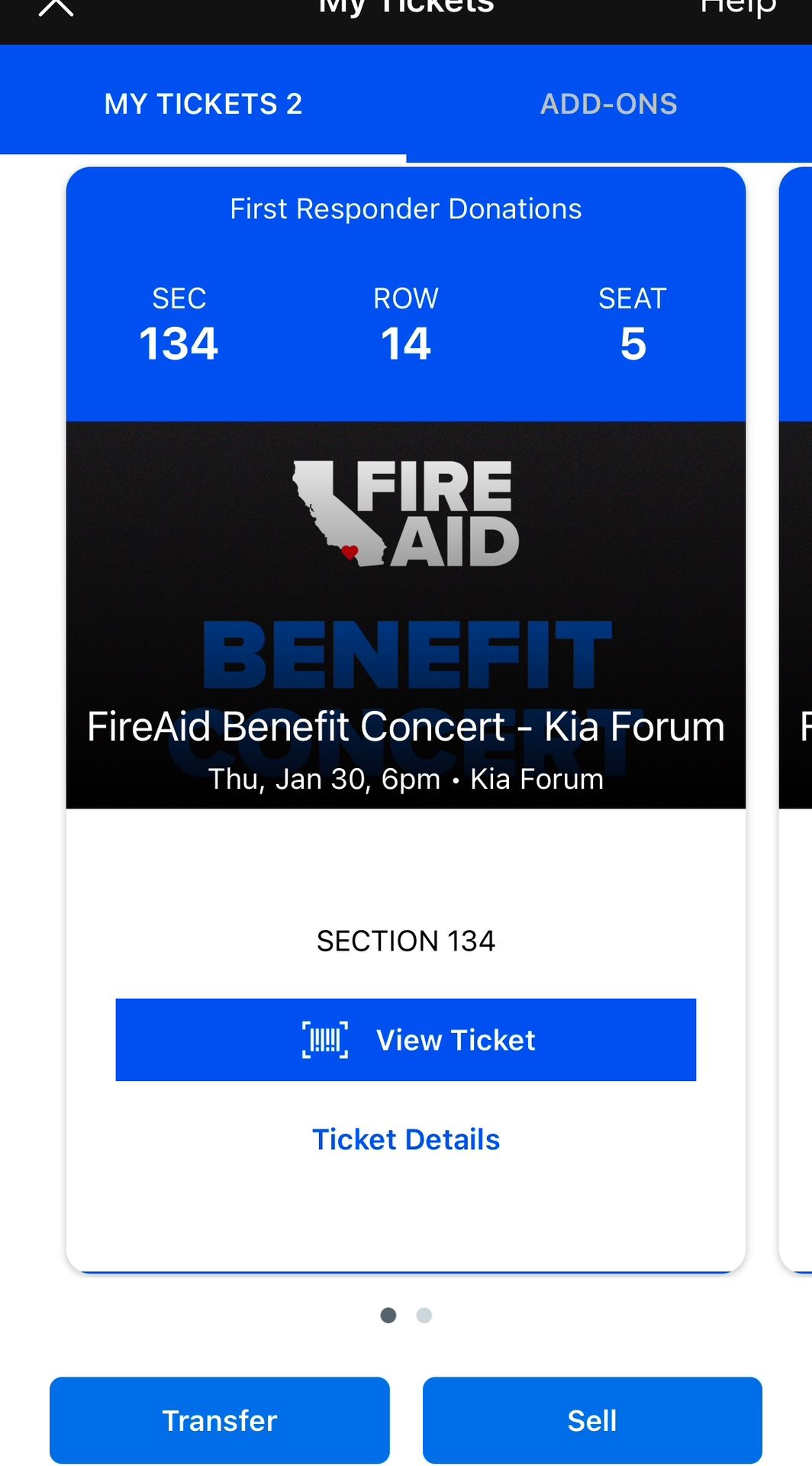 Tickets for sell Kia forum Concert 1/30/25