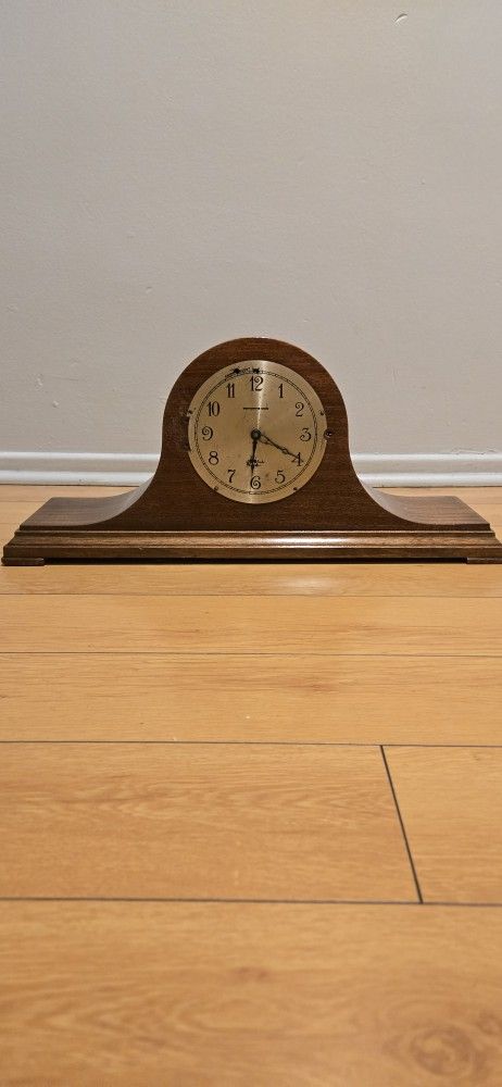 Vintage Mahogony Wooden Westminster Herschede Hall Mantle Chime Electric Clock