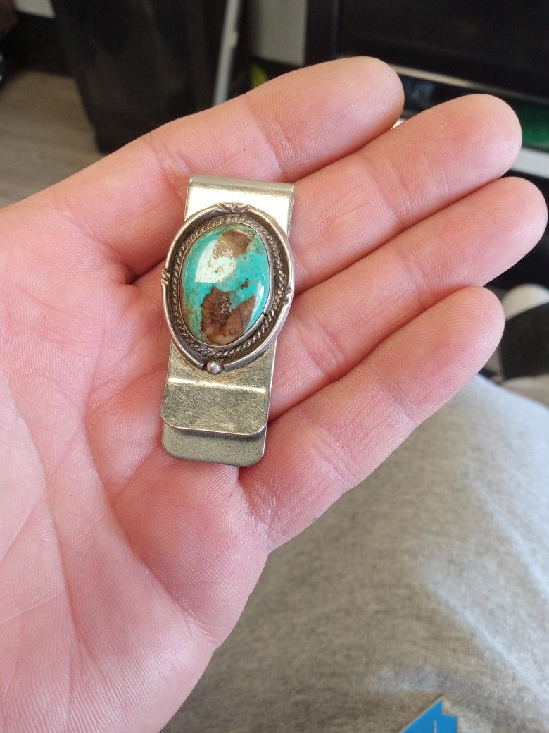 Turquoise Silver Money Clip