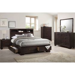 Brand New Espresso 4pc Queen Bedroom Set (Available in Eastern King)