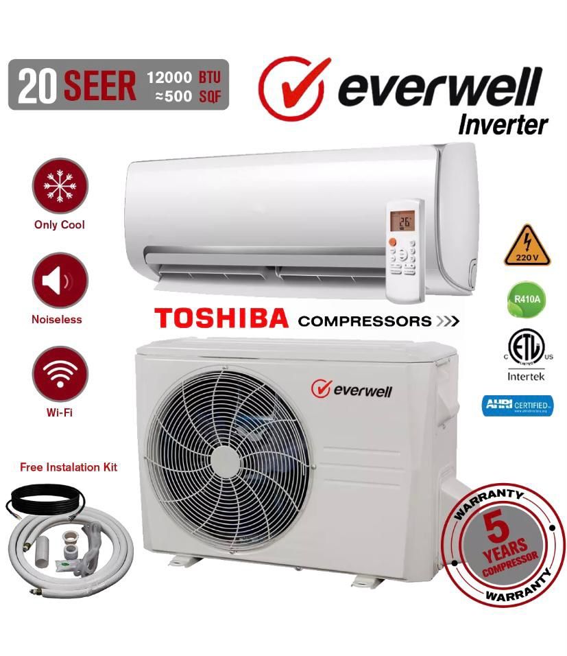 Mini Split / Aire Acondicionado Inverter Ahorra Más Corriente 1 Tonelada / 12000 BTU 20 Seer 115 Volt / 220 Volt