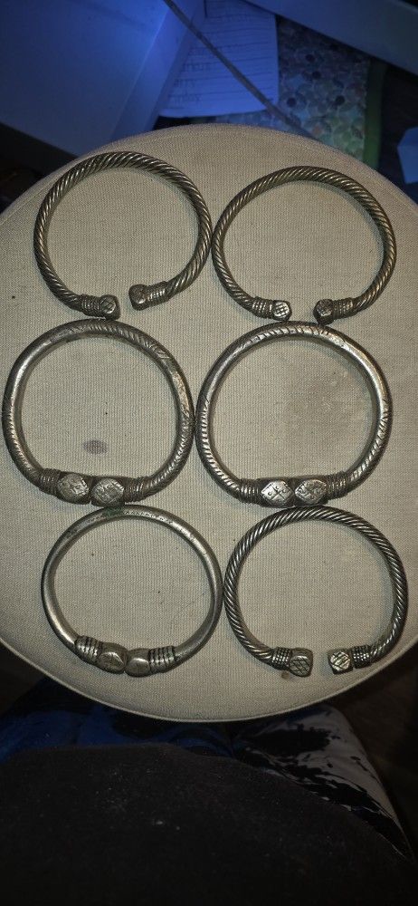 6 Pc Antique upper arm Yemen Cuff/anklet , Tribal art
