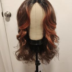 22" Dark Brown And Chestnut Wig