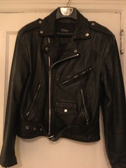 Thinsulate (Thermal Insulation) Black Leather Motorcycle Jacket - Women’s XS