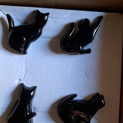 Black Cat Glass Dresser Knobs Set Of 4