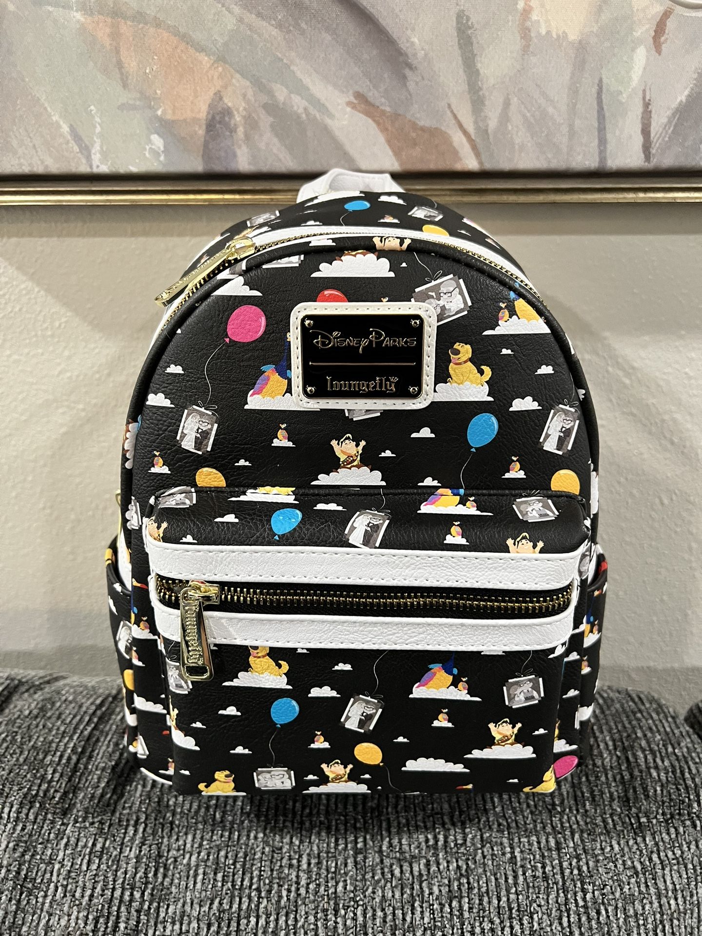 Loungefly Pixar UP Balloons & Clouds Mini Backpack - Black New with tags.