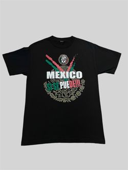 México “Si Se Puede”soccer vintage World Cup black Tshirt Size Medium 19.5x28.5