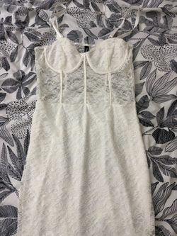 H&M Divided White Lace Corset Mini Dress