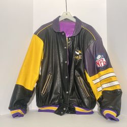 Vintage Jeff Hamilton Minnesota Vikings Leather Jacket