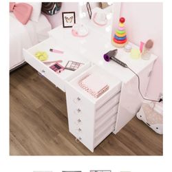 Lighted Vanity Table with 6 Drawers | White(It's not Assembled)
