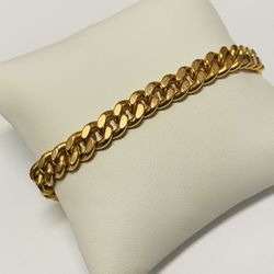 Vintage Portuguese 19K Yellow Gold Cuban Curb Link Bracelet