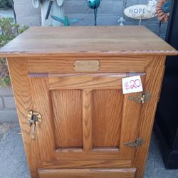 VINTAGE IRON CLAD CUPBOARD WITH SIDE DRAWER