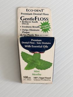 Eco-Dent GentleFloss Dental Floss, Waxed, Mint Vegan Plant-Based Dental Floss