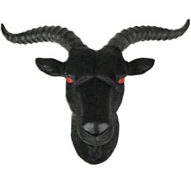 11.5-Inch High Black Finish Baphomet Goat Head Bust Resin Wall Sculpture