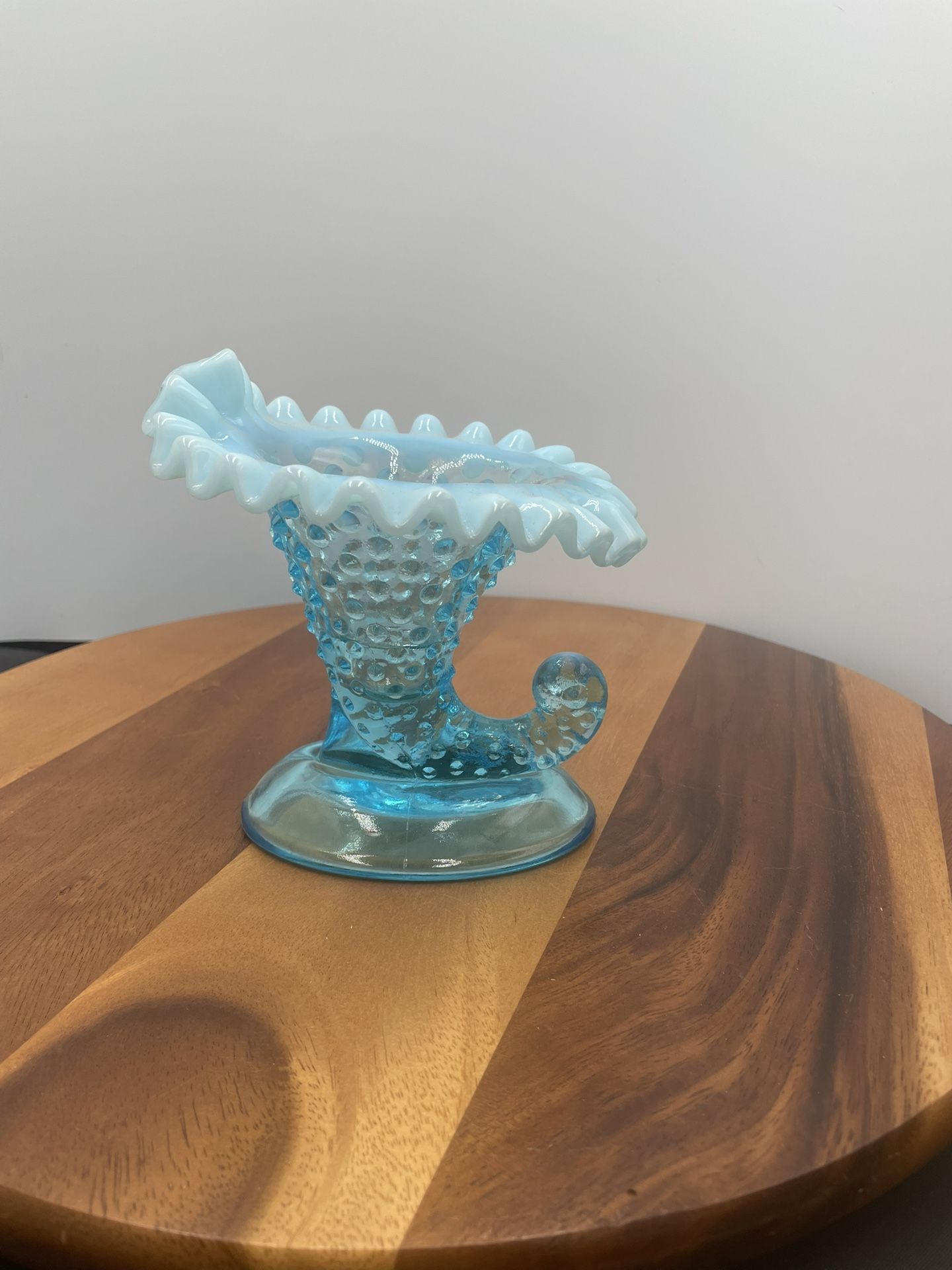VNTG Fenton Blue Opalescent Hobnail Vase