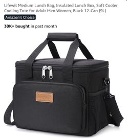 Lifewit Insulated Lunch Bag Black 9L