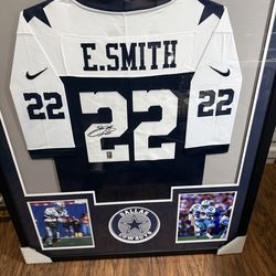 Emmitt Smith Autograph Jersey Framed Cowboys Player Cert COA