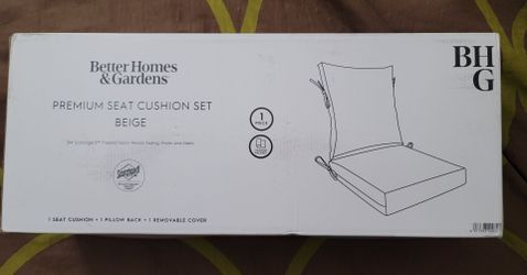 Better Homes & Gardens 20" x 22" Premium Beige Outdoor Dining Chair Cushion