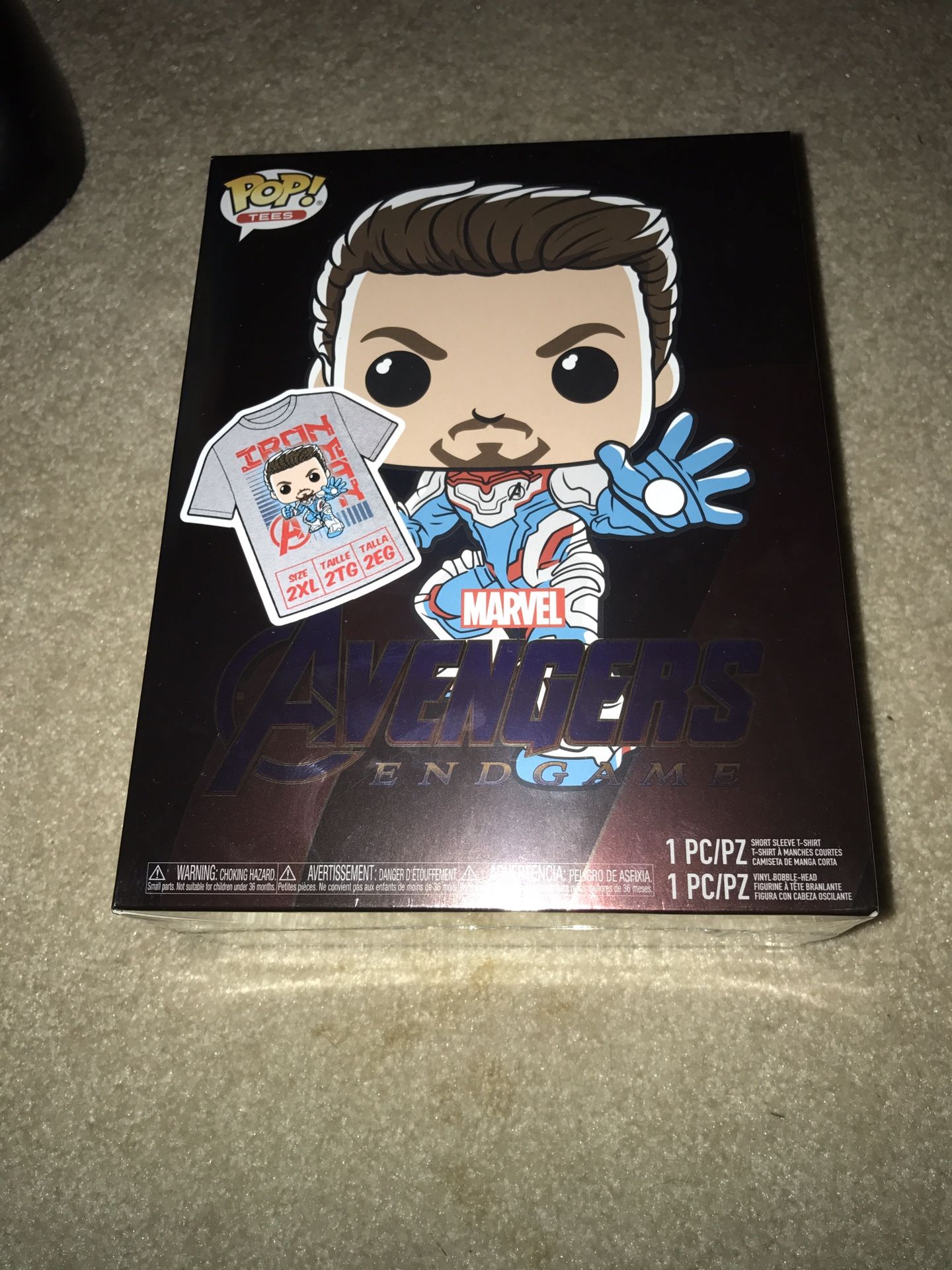 Funko pop t shirt set brand new sealed marvel avengers endgame iron man