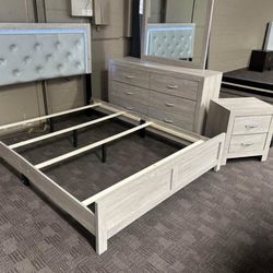 New Grey LED Queen Bed Room 
