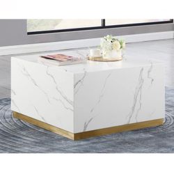 White Marble With Gold Accent Trim Brand New In Box Each Item Sold Separately Coffee Table $520 End Table $280 Hexagon End Table $320