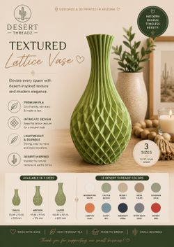 Modern 3D Printed Geometric Textured Vase | Custom Color Combinations | Available in 3 Sizes
