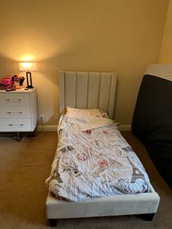 Twin Upholstered Bed Frame with Headboard