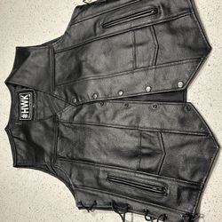 Men’s Black Leather Vest Brand New Large