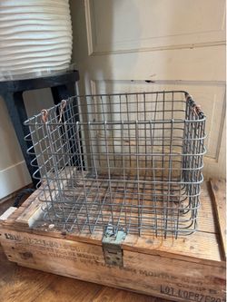 Wire Basket with Copper Metal Handles.