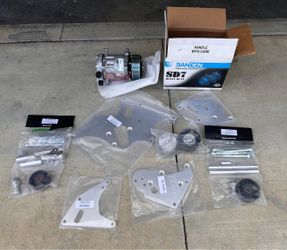 Dirty Dingo Sanden 508 7 Piston A/C Compressor & Billet Bracket accessories.