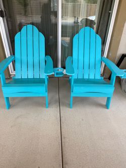 Pair of Foldable Adirondack Chairs with Cup Holders