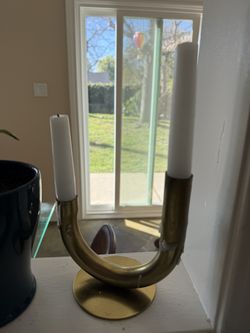 🕯️ Modern Brass Double Candle Holder