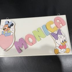 “Monica”-Personalized Disney Themed Kids Door Sign: Monica