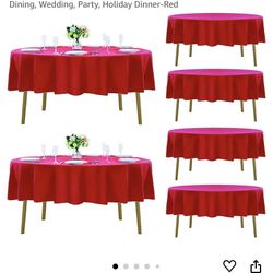 Brand New 6pack Red polyester Round 70 Inch Tablecloths