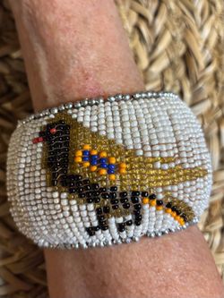 Gorgeous vintage beaded bird cuff