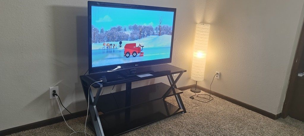 50" LG Flat Plasma Tv With Modern Stand 
