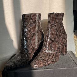 Zara Snake Print Heeled Boots