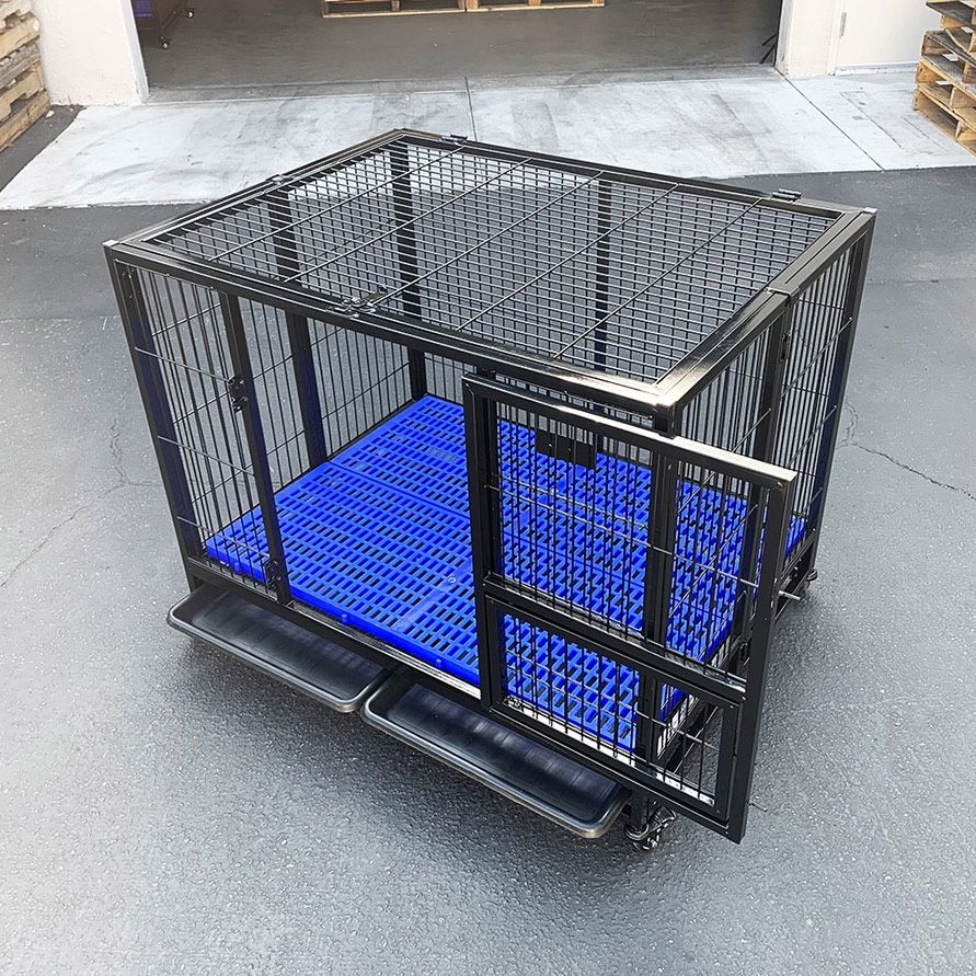 $155 (Brand New) Heavy-duty dog cage 41x31x34” single-door folding kennel w/ plastic tray 