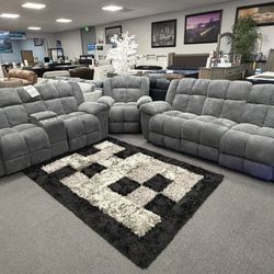 Gray Sofa & Loveseat + FREE Recliner Chair