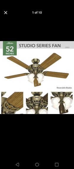 Hunter Fan Company Studio Series 52 Inch Ceiling Fan with Lights - Antique Brass