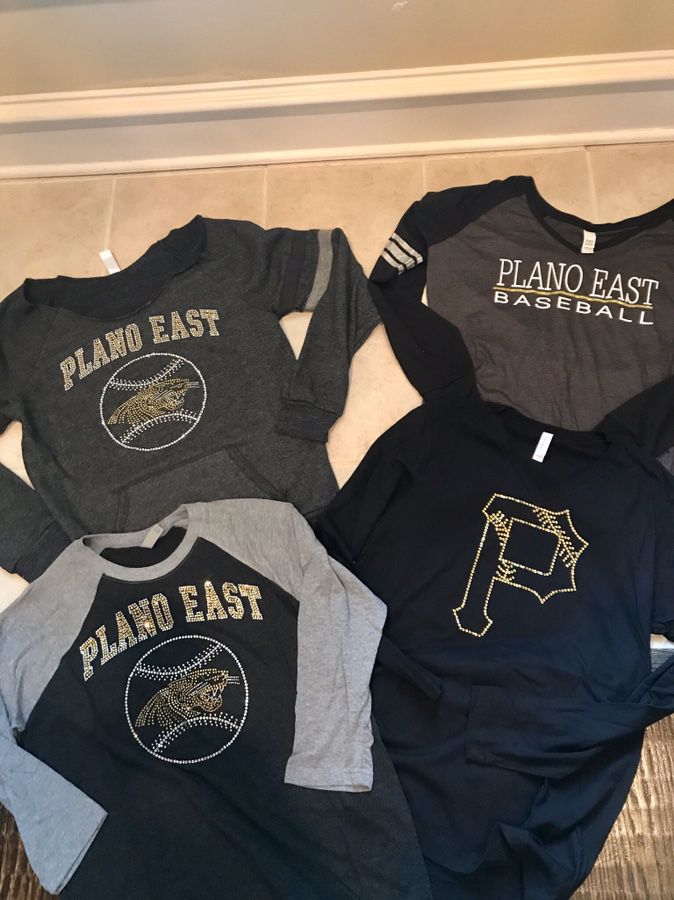 Plano East baseball samples of bling and glitter